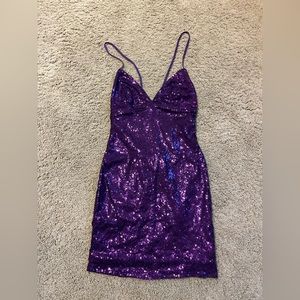 Lucy in the Sky Jenna Sequin Bodycon Dress in Purple